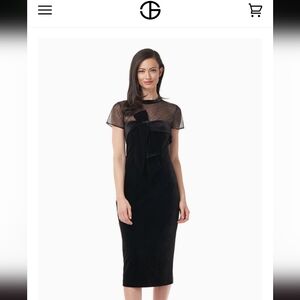 NWT JS Collections Black Illusion Yoke Velvet Dress